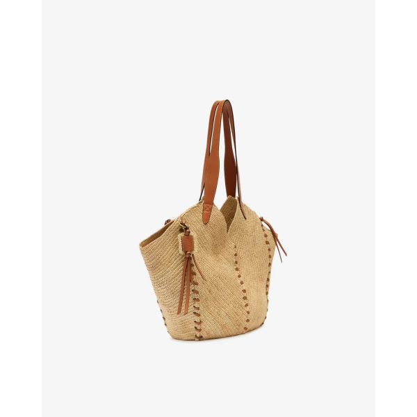 Isabel Marant Tampa Tote Shoulder Bag in Natural and Cognac | Totes & Top-Handle Bags | Luxury Shoes 