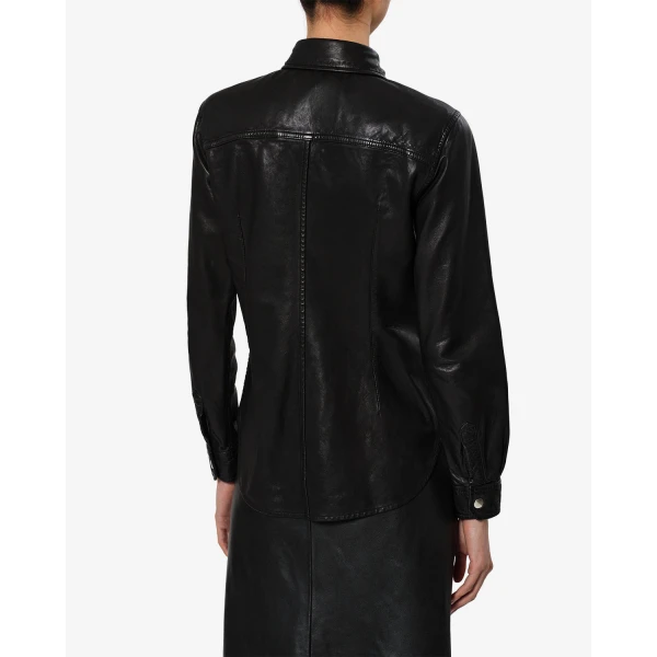 Isabel Marant Valdy Leather Shirt in Black | Shirts | Luxury Shoes 