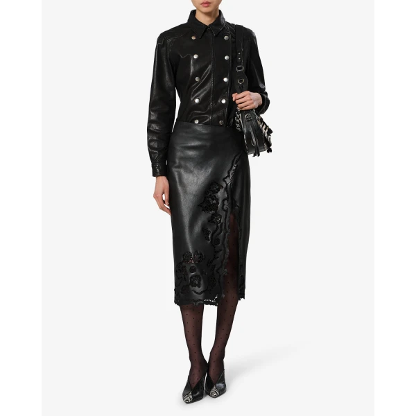 Isabel Marant Valdy Leather Shirt in Black | Shirts | Luxury Shoes 