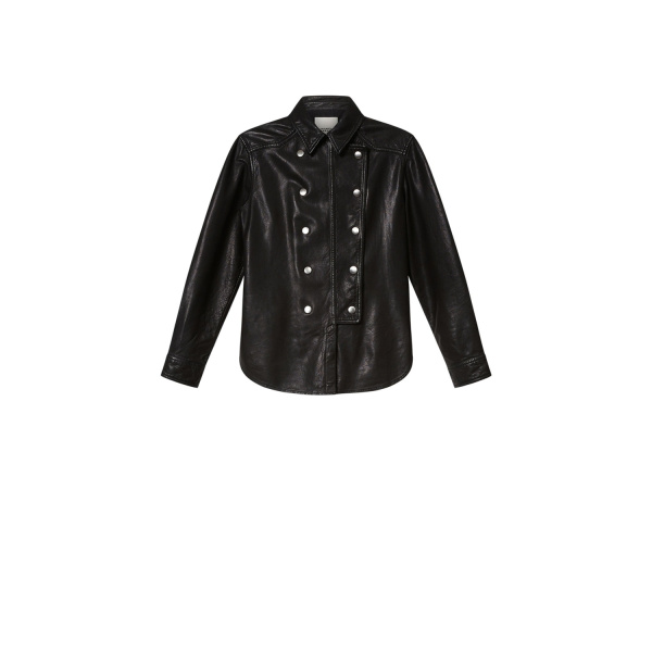 Isabel Marant Valdy Leather Shirt in Black | Women | Luxury Shoes 