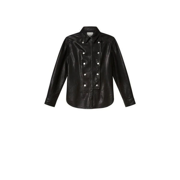 Valdy Leather Shirt in Black