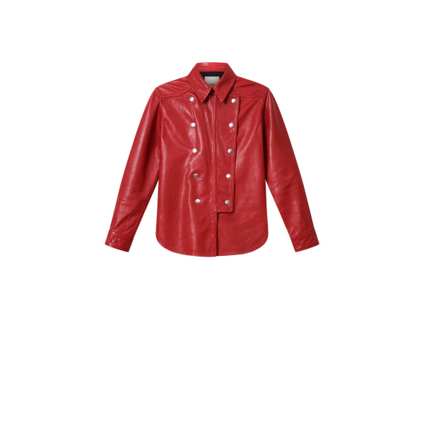 Isabel Marant Valdy Leather Shirt in Red | Women | Luxury Shoes 