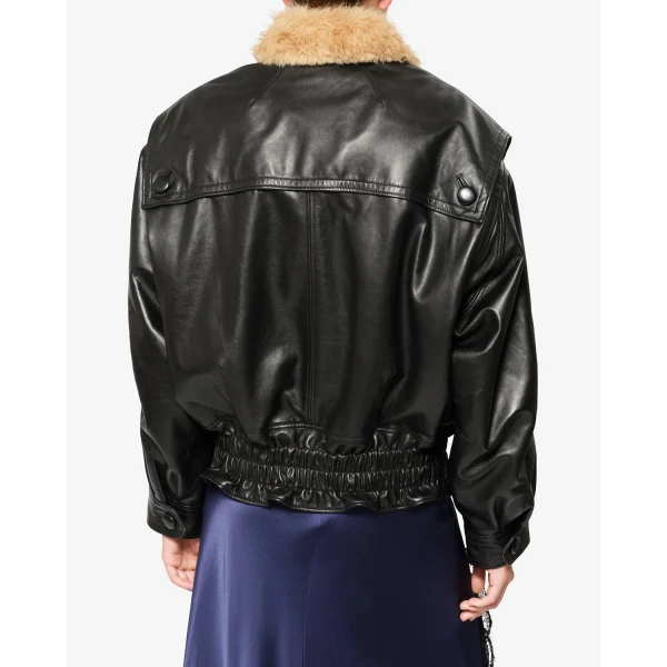 Isabel Marant Valina Leather Jacket in Black | Leather Jackets | Luxury Shoes 