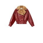 Isabel Marant Valina Leather Jacket in Deep Red | Women | Luxury Shoes 