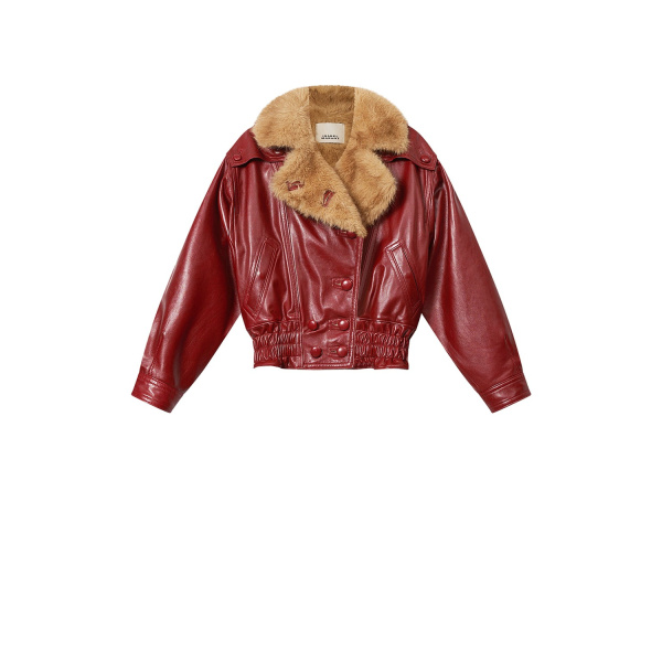 Isabel Marant Valina Leather Jacket in Deep Red | Women | Luxury Shoes 