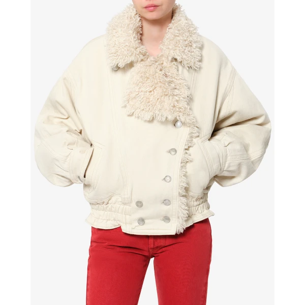 Isabel Marant Valineo Denim Jacket in Ecru | Denim | Luxury Shoes 