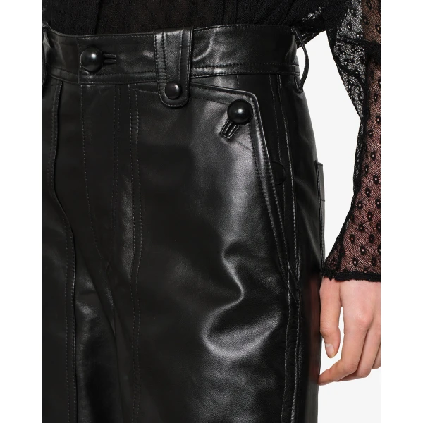 Isabel Marant Valka Leather Pants in Black | Wide leg pants | Luxury Shoes 