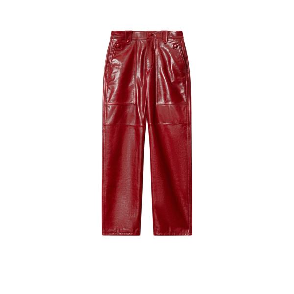 Isabel Marant Valka Leather Pants in Deep Red | Women | Luxury Shoes 
