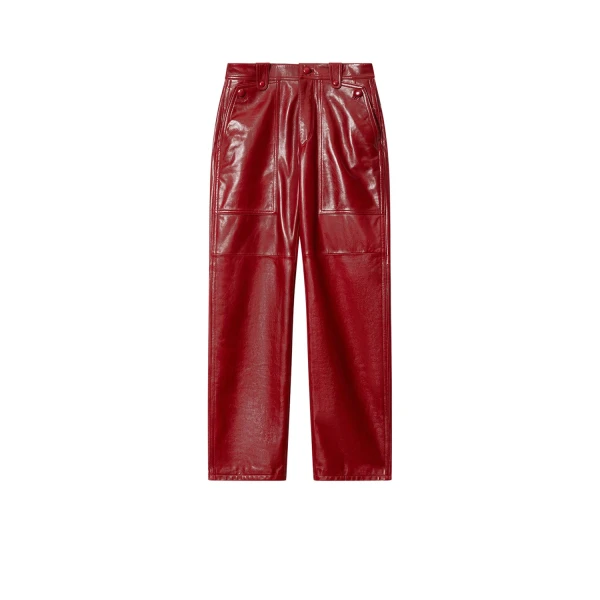 Valka Leather Pants in Deep Red