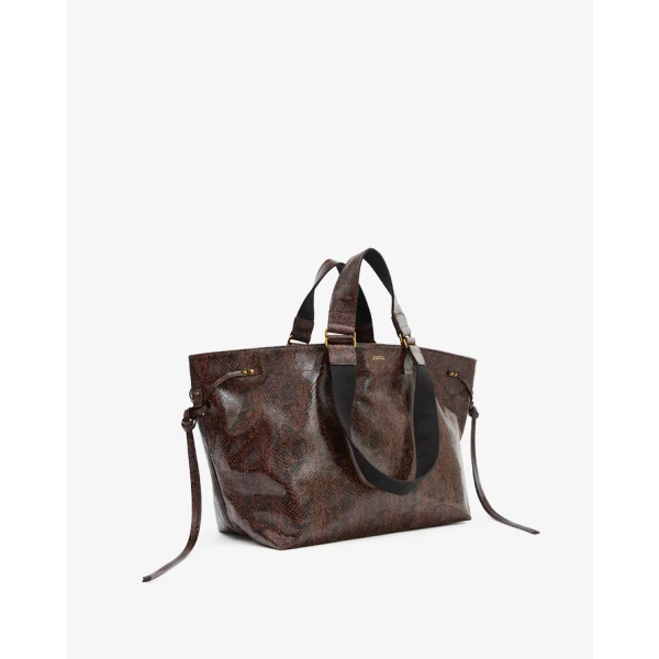 Isabel Marant Wardy Bag in Python-Effect Leather, Mocha | Totes & Top-Handle Bags | Luxury Shoes 