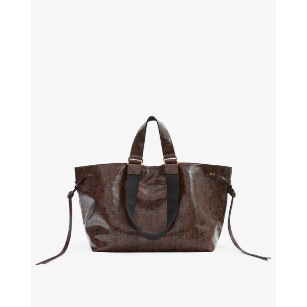 Isabel Marant Wardy Bag in Python-Effect Leather, Mocha | Totes & Top-Handle Bags | Luxury Shoes 