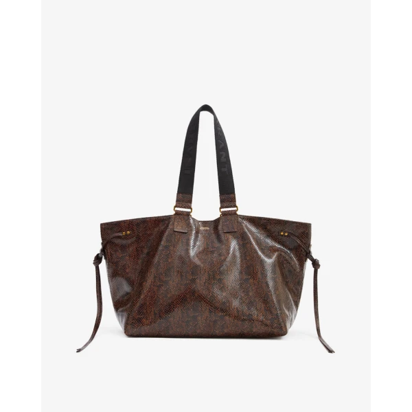 Isabel Marant Wardy Bag in Python-Effect Leather, Mocha | Totes & Top-Handle Bags | Luxury Shoes 