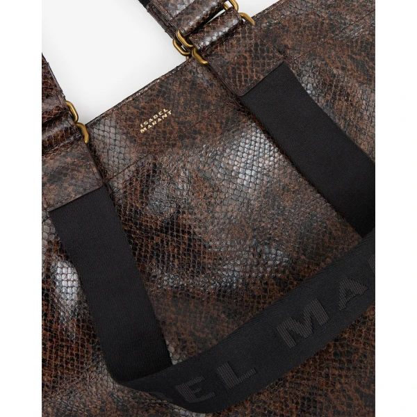 Isabel Marant Wardy Bag in Python-Effect Leather, Mocha | Totes & Top-Handle Bags | Luxury Shoes 