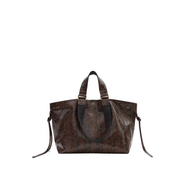 Isabel Marant Wardy Bag in Python-Effect Leather, Mocha | Women | Luxury Shoes 