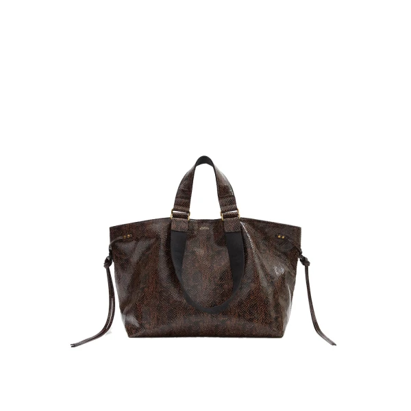 Isabel Marant Wardy Bag in Python-Effect Leather, Mocha | Women | Luxury Shoes 
