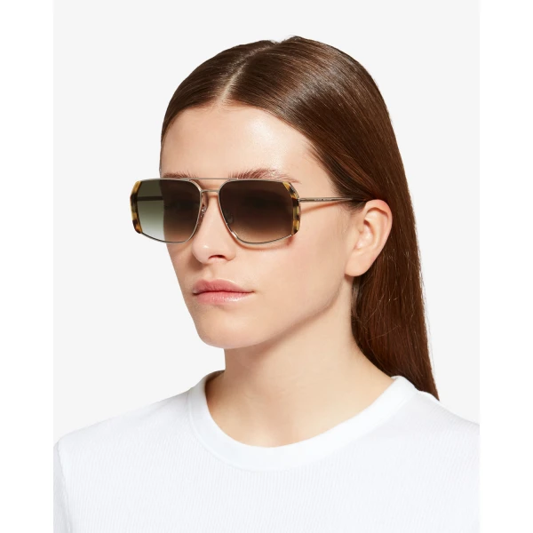 Isabel Marant Willo Sunglasses in Yellow Havana Pale and Green Shade | Sunglasses | Luxury Shoes 
