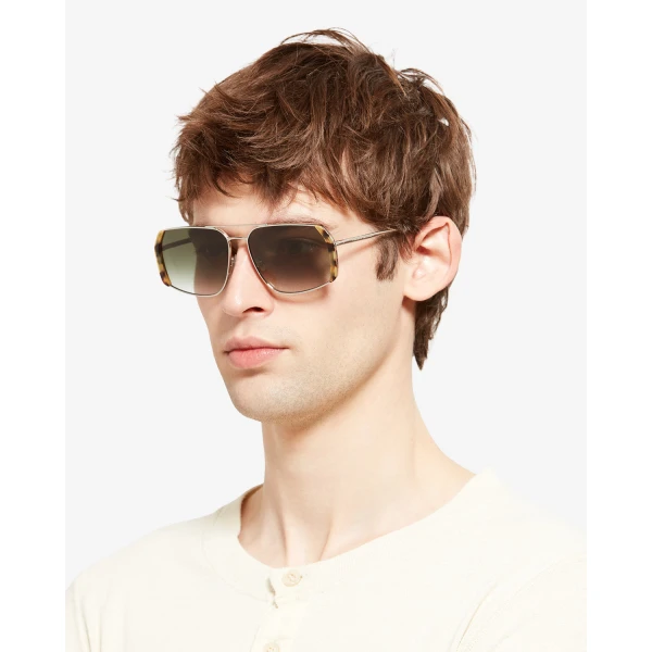 Isabel Marant Willo Sunglasses in Yellow Havana Pale and Green Shade | Sunglasses | Luxury Shoes 