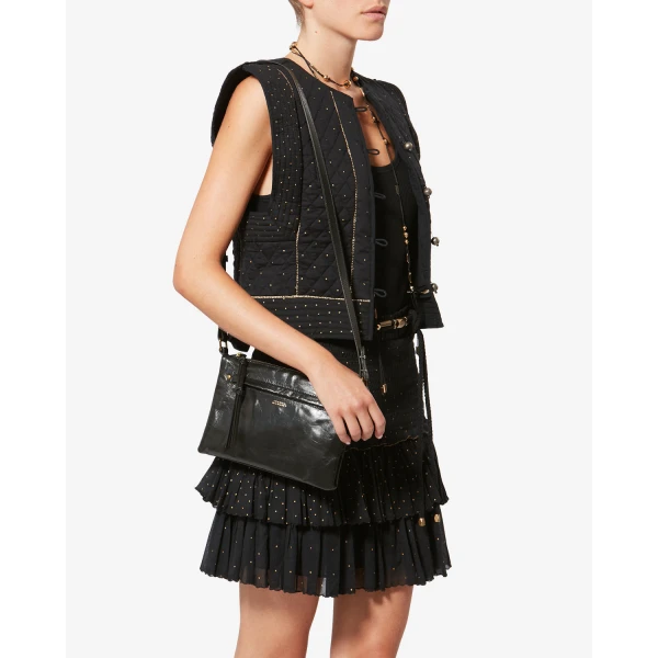 Isabel Marant Winna Duo Leather Bag in Black | Shoulder & Crossbody Bags | Luxury Shoes 