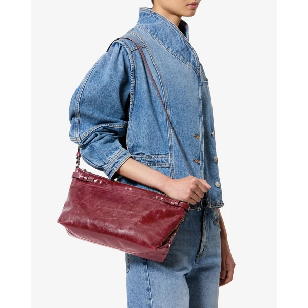 Isabel Marant Winna Grained Leather Bag in Burgundy | Shoulder & Crossbody Bags | Luxury Shoes 