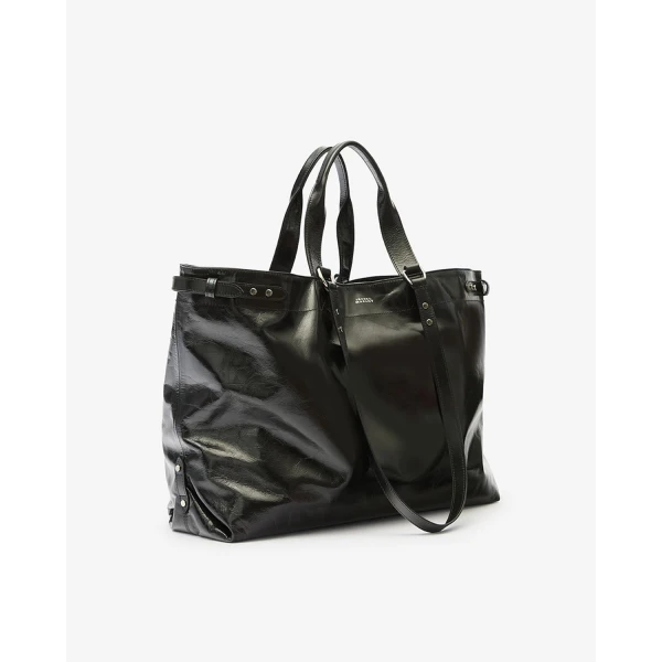 Isabel Marant Winna Tote Bag in Leather, Black | Totes & Top-Handle Bags | Luxury Shoes 