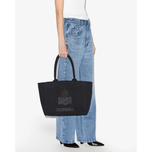 Isabel Marant Yenky Zipped Glitter Bag in Black | Totes & Top-Handle Bags | Luxury Shoes 