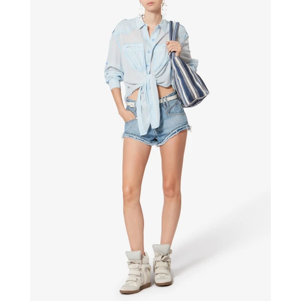 Isabel Marant Yenky Zipped Tote Bag in Blue | Totes & Top-Handle Bags | Luxury Shoes 