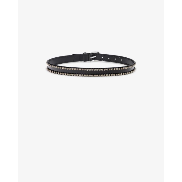 Isabel Marant Zap Leather Belt in Black and Palladium | Belts | Luxury Shoes 