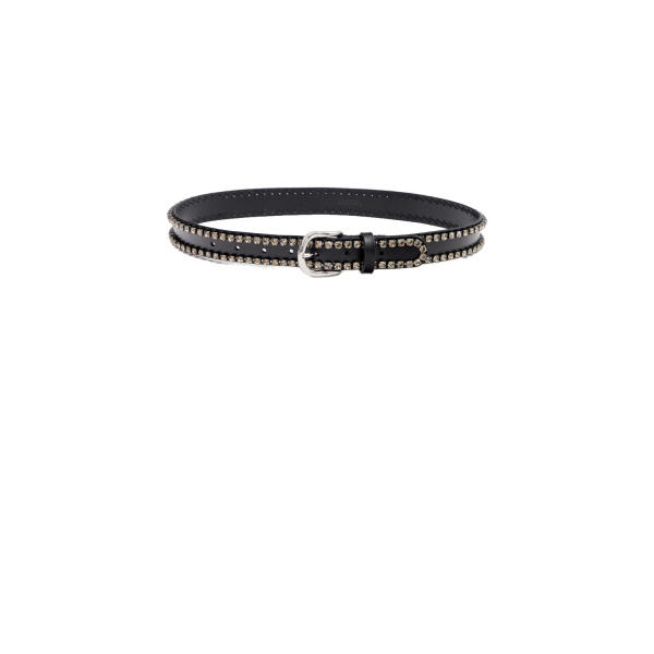 Isabel Marant Zap Leather Belt in Black and Palladium | Women | Luxury Shoes 