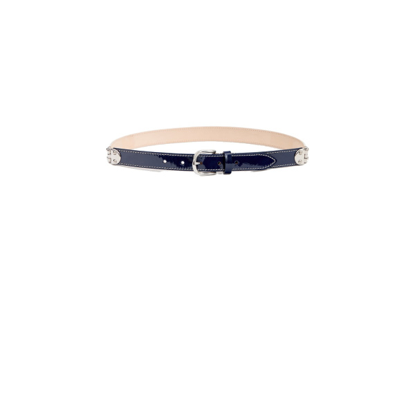 Isabel Marant Zap Leather Belt in Dark Blue and Palladium | Women | Luxury Shoes 