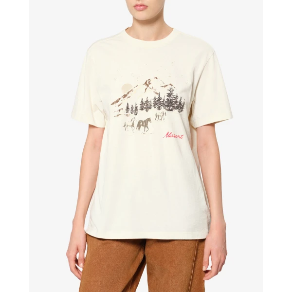 Isabel Marant Zewel Festive Mountain T-Shirt in Ecru | T-shirts | Luxury Shoes 