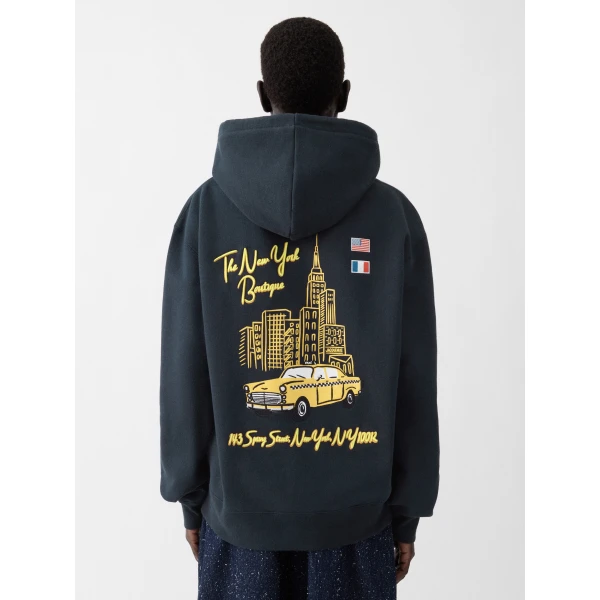 blue hoodie