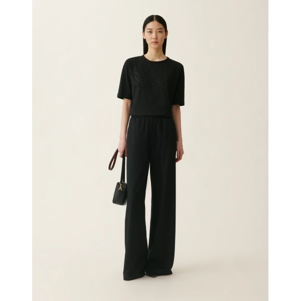 Fabiana Filippi Embroidered Jersey T-shirt in Black