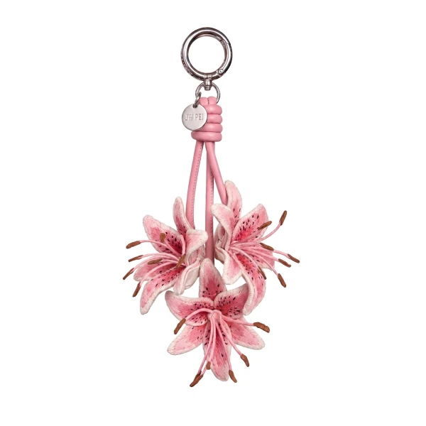 JW PEI 3D Embroidered Lily Bag Charm in Blush Pink | Bag Charms | Luxury Shoes 