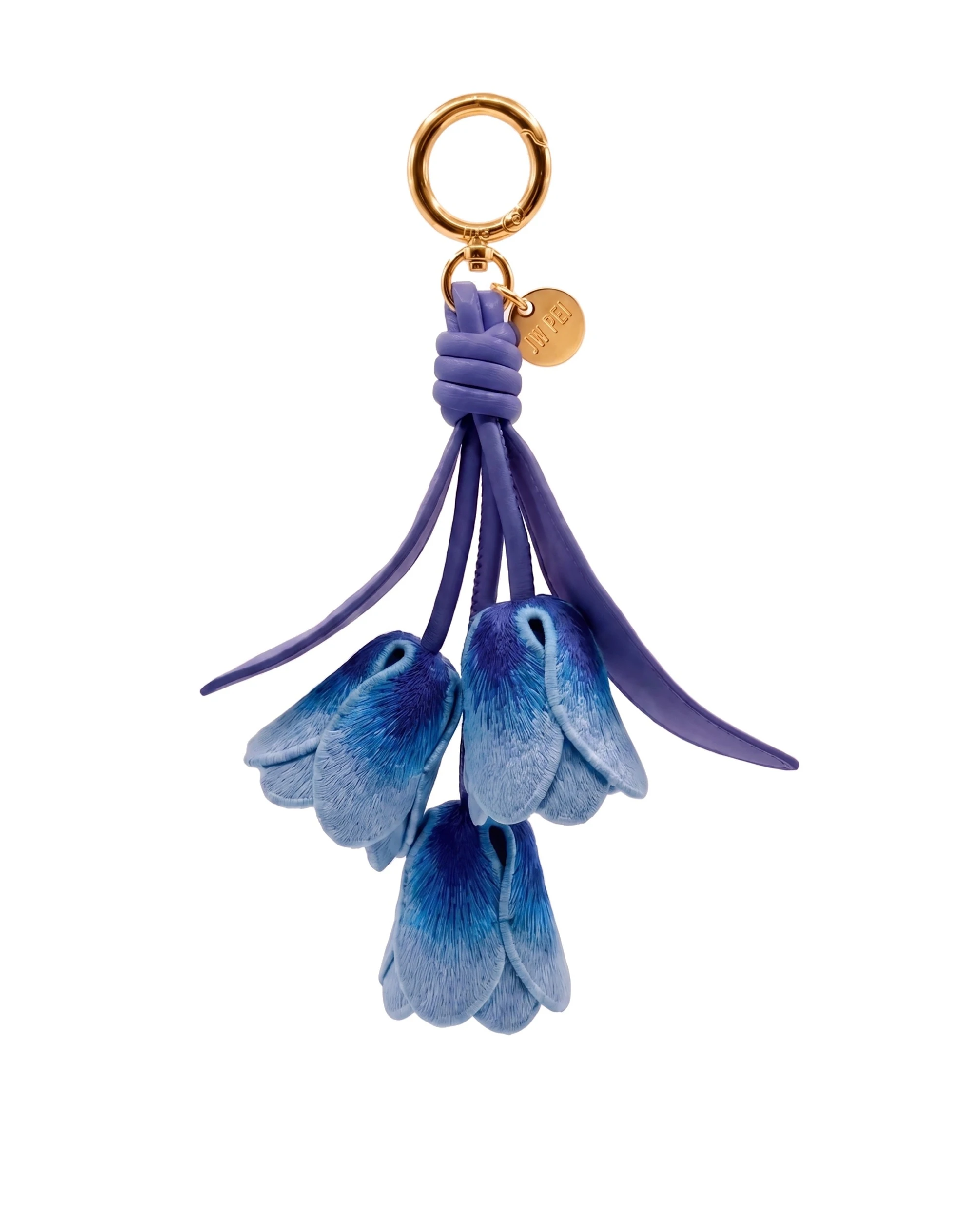 JW PEI 3D Embroidered Tulip Bag Charm in Dark Gradient Blue JW PEI 3D Embroidered Tulip Bag Charm in Dark Gradient Blue | Bag Charms | Luxury Shoes