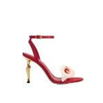 JW PEI Alivia Calla Lily Gold Metal Heel Sandals in Red | Sandals | Luxury Shoes 