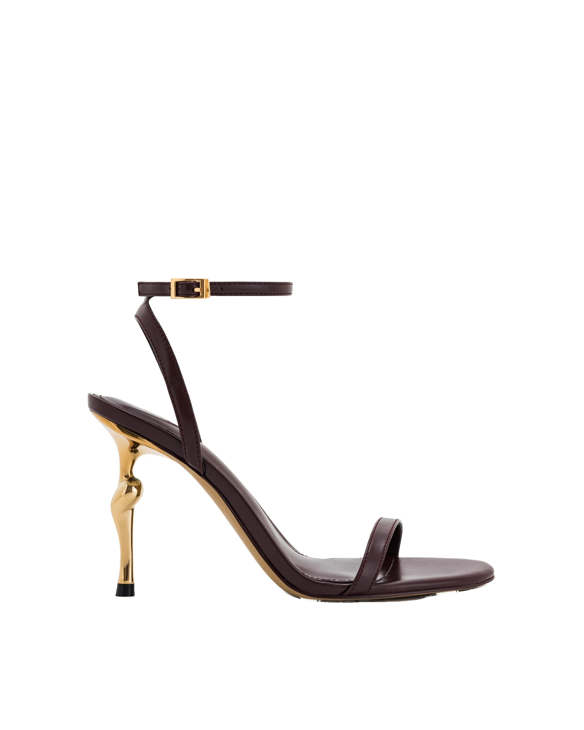 JW PEI Alivia Gold Metal Heel Sandals in Claret Red JW PEI Alivia Gold Metal Heel Sandals in Claret Red | Sandals | Luxury Shoes