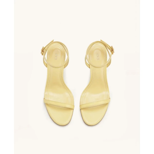 JW PEI Alivia Gold Metal Heel Sandals in Pale Yellow | Sandals | Luxury Shoes 