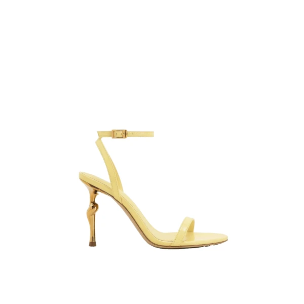 JW PEI Alivia Gold Metal Heel Sandals in Pale Yellow | Sandals | Luxury Shoes 