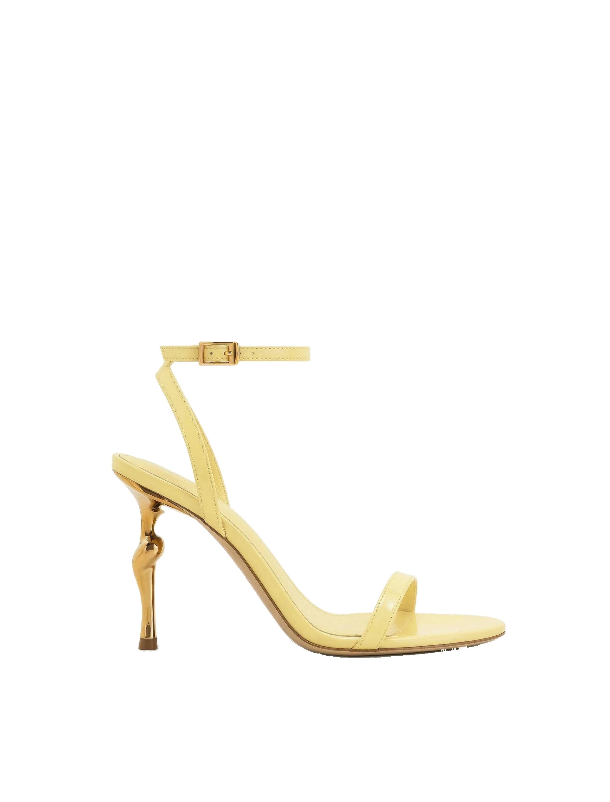 JW PEI Alivia Gold Metal Heel Sandals in Pale Yellow JW PEI Alivia Gold Metal Heel Sandals in Pale Yellow | Sandals | Luxury Shoes