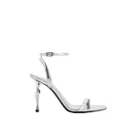 JW PEI Alivia Gold Metal Heel Sandals in Silver | Sandals | Luxury Shoes 