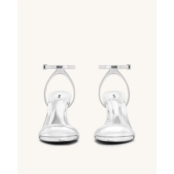 JW PEI Alivia Gold Metal Heel Sandals in Silver | Sandals | Luxury Shoes 