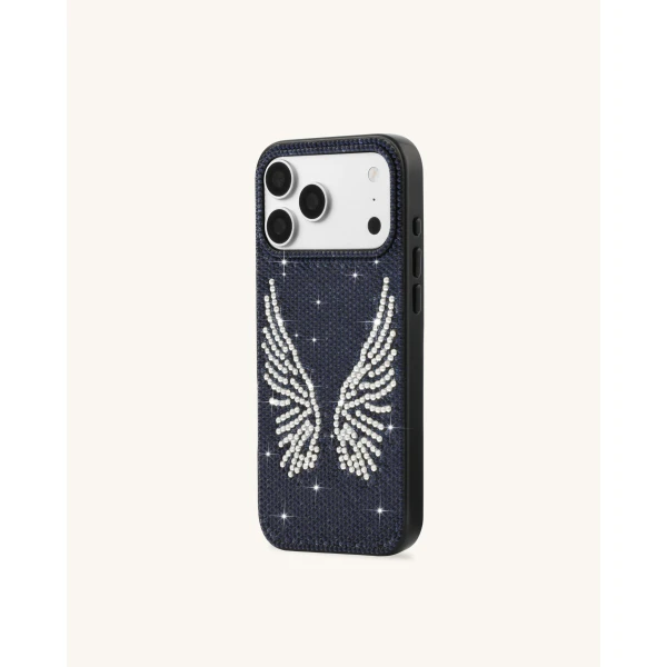 JW PEI Artificial Crystal Angel Wings Phone Case in Black | Phone Cases | Luxury Shoes 