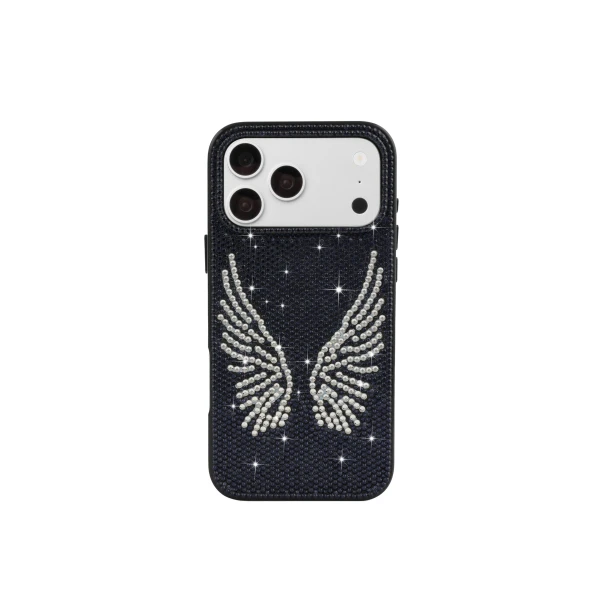 JW PEI Artificial Crystal Angel Wings Phone Case in Black | Phone Cases | Luxury Shoes 