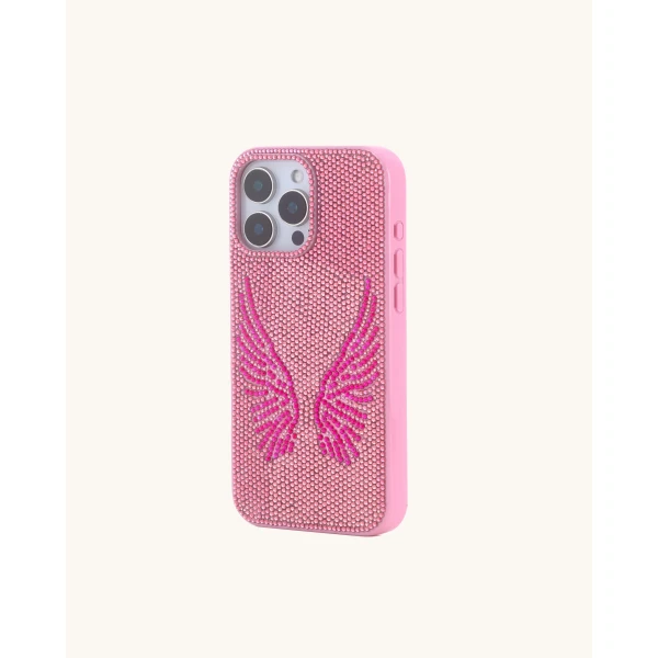 JW PEI Artificial Crystal Angel Wings Phone Case in Pink | Phone Cases | Luxury Shoes 
