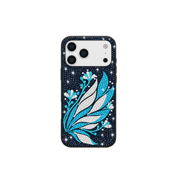JW PEI Artificial Crystal Floral Pattern Phone Case in Navy | Phone Cases | Luxury Shoes 
