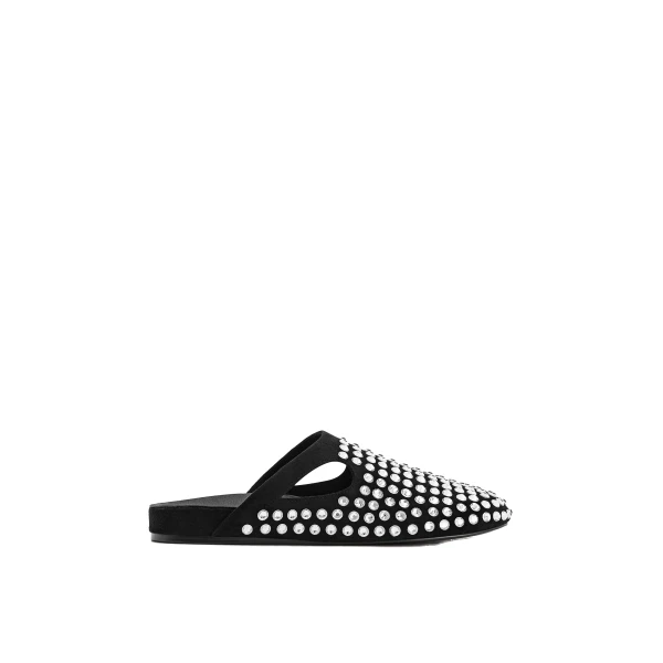 JW PEI Athena Artificial Crystal Flat Mules in Black | Mules | Luxury Shoes 