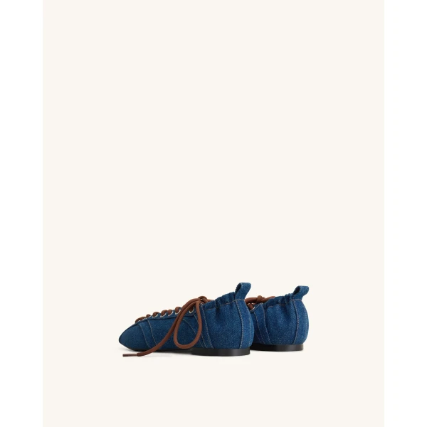 JW PEI Ava Lace-Up Flats in Denim Blue | Flats | Luxury Shoes 