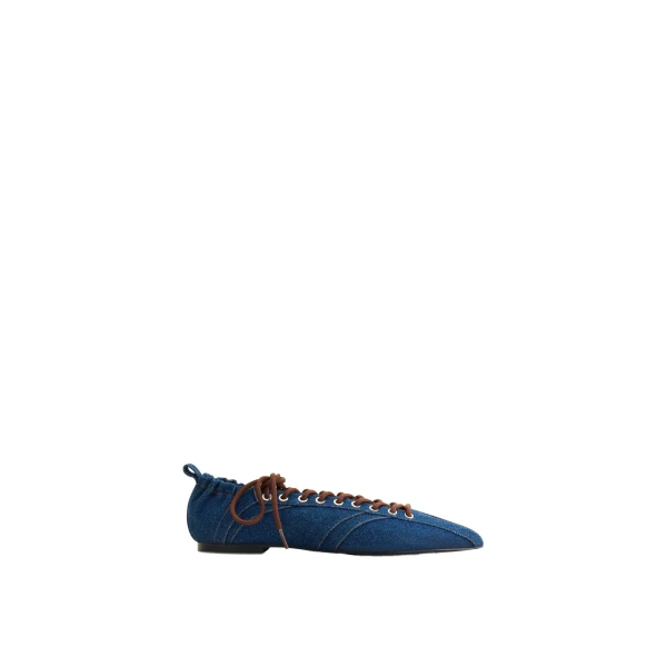 JW PEI Ava Lace-Up Flats in Denim Blue | Flats | Luxury Shoes 