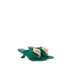 JW PEI Bianca Calla Lily Ruched Toe-Post Heeled Sandals in Emerald Green | Sandals | Luxury Shoes 