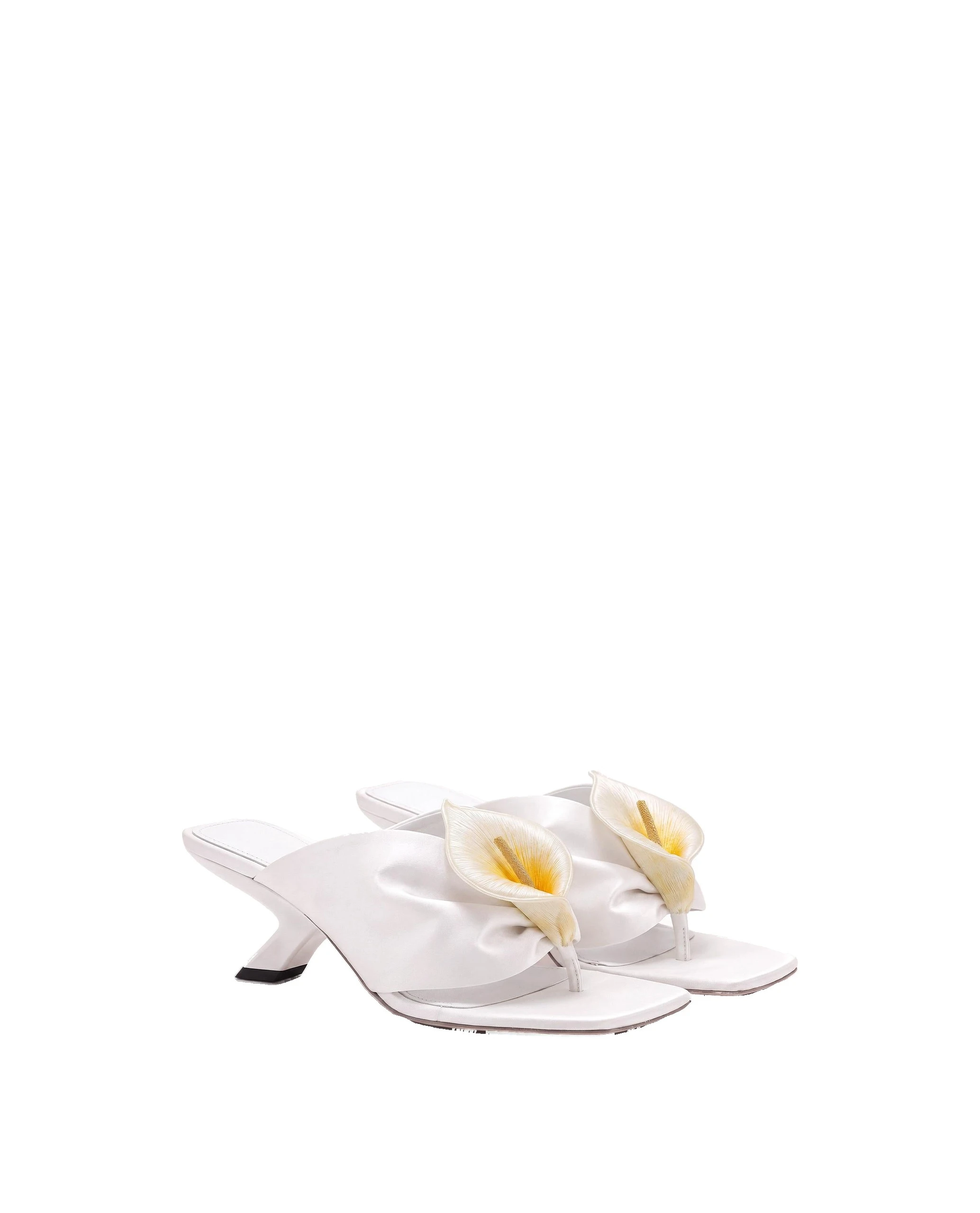 JW PEI Bianca Calla Lily Ruched Toe-Post Heeled Sandals in White JW PEI Bianca Calla Lily Ruched Toe-Post Heeled Sandals in White | Sandals | Luxury Shoes